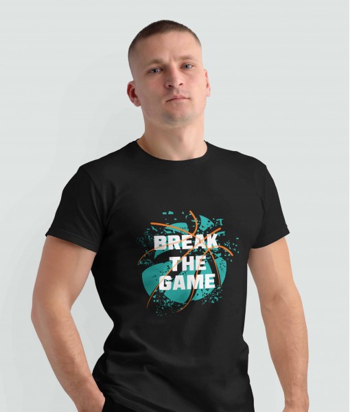 Мъжка тениска с щампа Текст и надписи BREAK THE GAME
